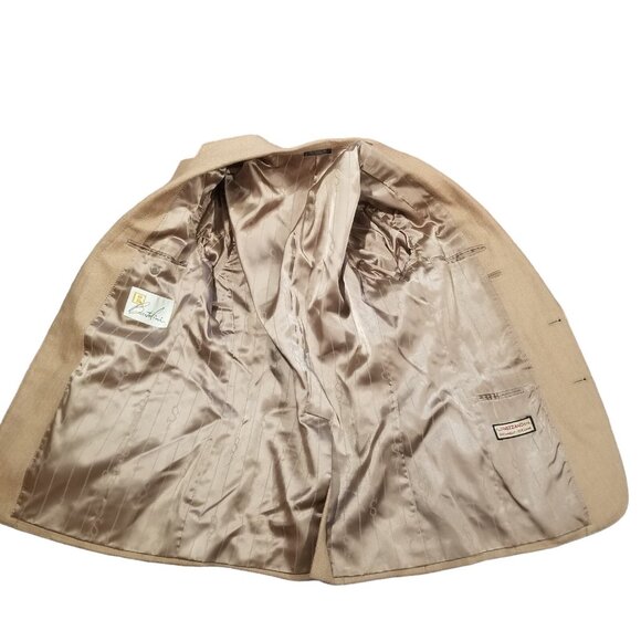 Mens Vtg Y2K Bartolini Blazer Sport Coat Camel Hair Wool Herringbone Gold Button - Picture 5 of 11